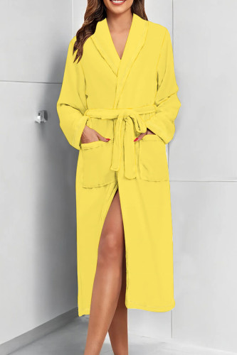 Yellow Daily Print Pocket Patchwork Strap Design Sleepwear