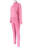 Black Casual Solid Color Buttons Patchwork Mandarin Collar Long Sleeve Two Pieces