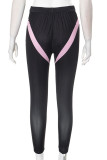 Pink Casual Stripe Patchwork Contrast Skinny Pencil Patchwork Bottoms
