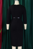 White Elegant Solid Color Patchwork Slit With Belt Asymmetrical Collar Wrapped Skirt Dresses
