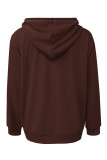 Black Casual Street Graffiti Print Draw String Pocket Hooded Tops