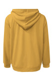 Black Casual Street Graffiti Print Draw String Pocket Hooded Tops