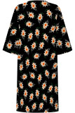 Multicolor Casual Floral Print Contrast V Neck Printed Dresses