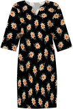 Multicolor Casual Floral Print Contrast V Neck Printed Dresses