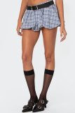 Burgundy Casual Plaid Patchwork Loose Low Waist Speaker Full Print Bottoms