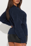 Apricot Casual Solid Color Pocket Patchwork Turndown Collar Tops