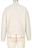 Apricot Casual Solid Color Pocket Patchwork Turndown Collar Tops