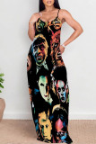 Apricot Sexy Floral Print Pocket Contrast U Neck Printed Dresses