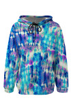 Light Pink Casual Geometric Print Flowers Draw String Pocket Hooded Tops