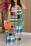 Gradient Color Casual Plaid Tie Dye Camouflage Print Gradient Contrast O Neck Printed Dresses