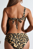 Leopard Print Sexy Leopard Print Hollow Out Patchwork Swimwears