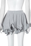 Grey Casual Solid Color Patchwork Irregular Boot Cut Mid Waist Speaker Patchwork Bottoms
