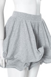 Grey Casual Solid Color Patchwork Irregular Boot Cut Mid Waist Speaker Patchwork Bottoms