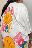 White Casual Letter Print Basic O Neck T-Shirts