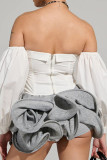 Grey Casual Solid Color Patchwork Irregular Boot Cut Mid Waist Speaker Patchwork Bottoms
