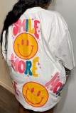 White Casual Letter Print Basic O Neck T-Shirts