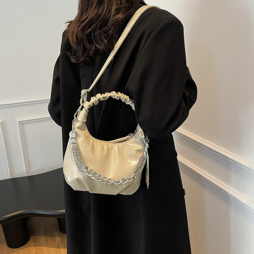 White Daily Chains Zipper Bags