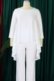 Malachite Green Casual Solid Color Patchwork O Neck Tops