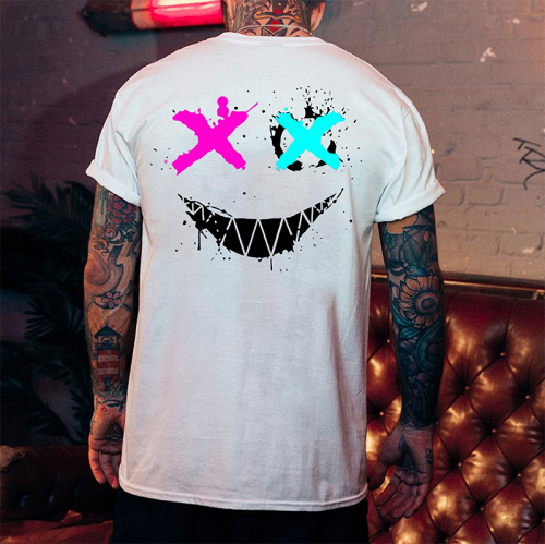 White EVIL EMOJI PRINTED MEN'S T-SHIRT