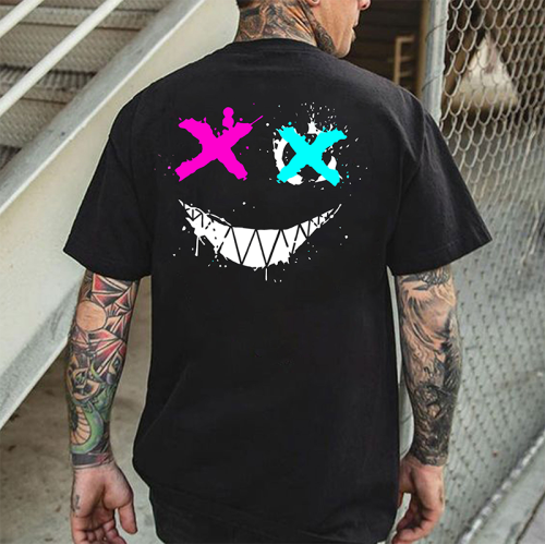 Black EVIL EMOJI PRINTED MEN'S T-SHIRT