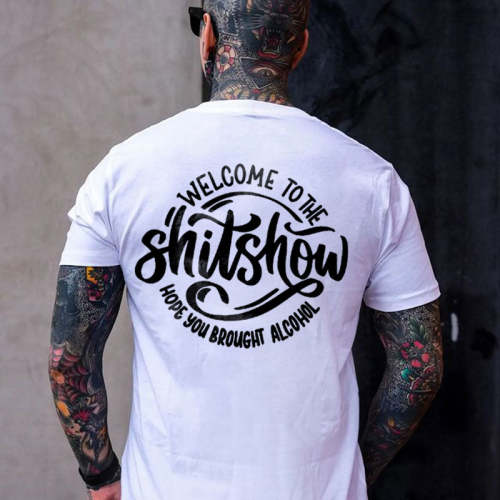 White WELCOME TO THE SHITSHOW PRINTED MEN'S T-SHIRT