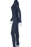 Black Casual Solid Color Hollow Out Patchwork O Neck Skinny Jumpsuits