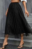 Black Casual Plaid Patchwork A Line Plus Size 