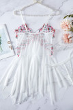 White Sexy Flowers Embroidered See-Through Lingerie