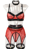 White Sexy Solid Hollowed Out Patchwork Lingerie(Four Pieces)