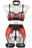 White Sexy Solid Hollowed Out Patchwork Lingerie(Four Pieces)