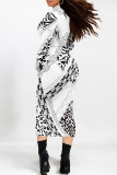 Multicolor Street Stripe Splashed ink printing Contrast Half A Turtleneck Printed Dresses