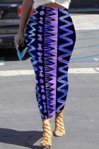 Black Purple Casual Print Patchwork Regular Mid Waist Full Print Bottoms