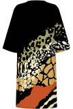 Multicolor Casual Geometric Print Flowers Contrast V Neck Printed Dresses