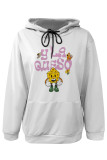 White Pink Casual Animal Print Cartoon Print Draw String Pocket Hooded Tops