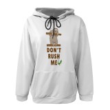 White Pink Casual Animal Print Cartoon Print Draw String Pocket Hooded Tops