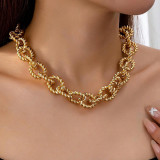 Gold Solid Color Hollow Out Necklaces