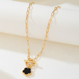 Black Daily Flowers Hollow Out Necklaces