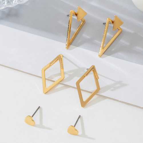 Gold Daily Hollow Out Earrings(Three Sets)