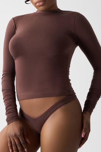 Coffee Casual Solid Color Patchwork Sports