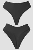 Black Daily Solid Color Patchwork Lingerie