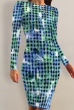 Black Red Casual Floral Print Tie Dye Contrast O Neck Printed Dresses