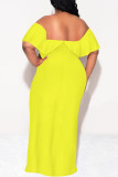 Black Sexy Solid Color Ruffle Off Shoulder Long Dresses