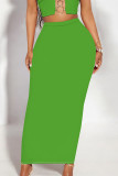 Yellow Casual Solid Color Skinny High Waist Solid Color Bottoms