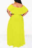Green Sexy Solid Color Ruffle Off Shoulder Long Dresses