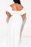 Black Sexy Solid Color Ruffle Off Shoulder Long Dresses