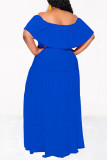 Green Sexy Solid Color Ruffle Off Shoulder Long Dresses