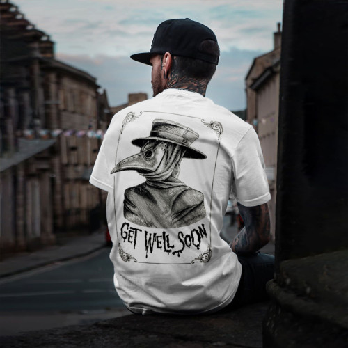 White GET WELL SOON PLAGUE DOCTOR PRINTED MEN'S T-SHIRT