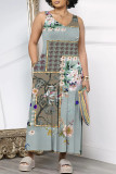 White Gold Casual Geometric Print Floral Print Pocket Contrast V Neck Loose Jumpsuits