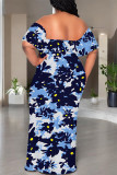 Yellow Sexy Floral Print fruit Ruffle Contrast Off Shoulder Printed Dresses