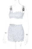 White Sexy Casual Solid Color Backless Spaghetti Strap Sleeveless Two Pieces (Without Waist Chain)